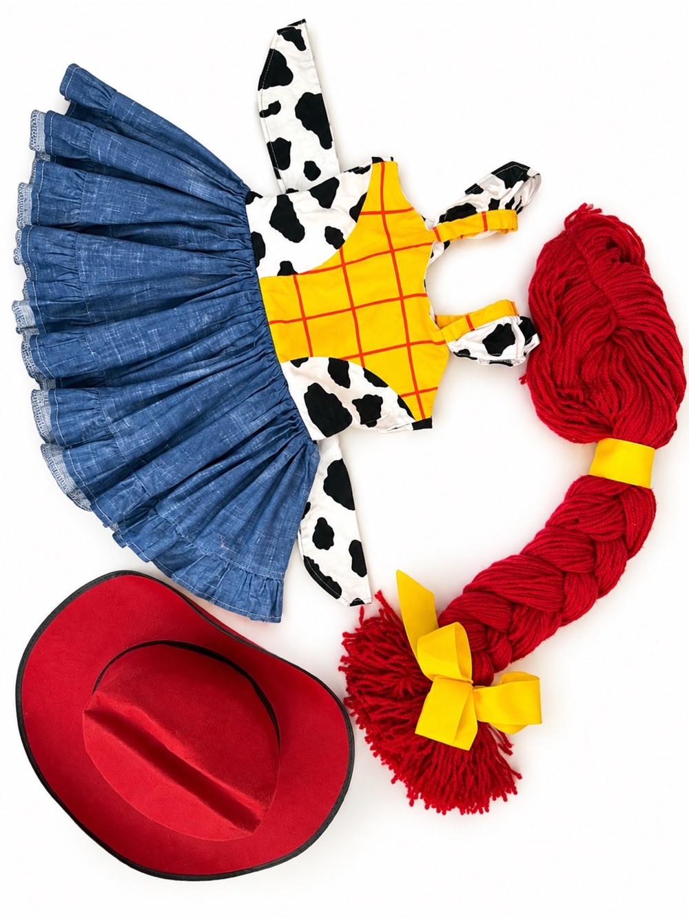 Toy Story Jessie Cowgirl Dress Size 24month 2T Woody Costume Red Wig Hat Set